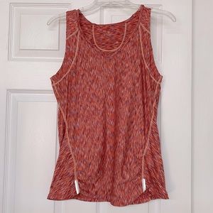 Athleta Pop Space Dye Watermelon Sleeveless Active Wear Top Back Pocket Sz L